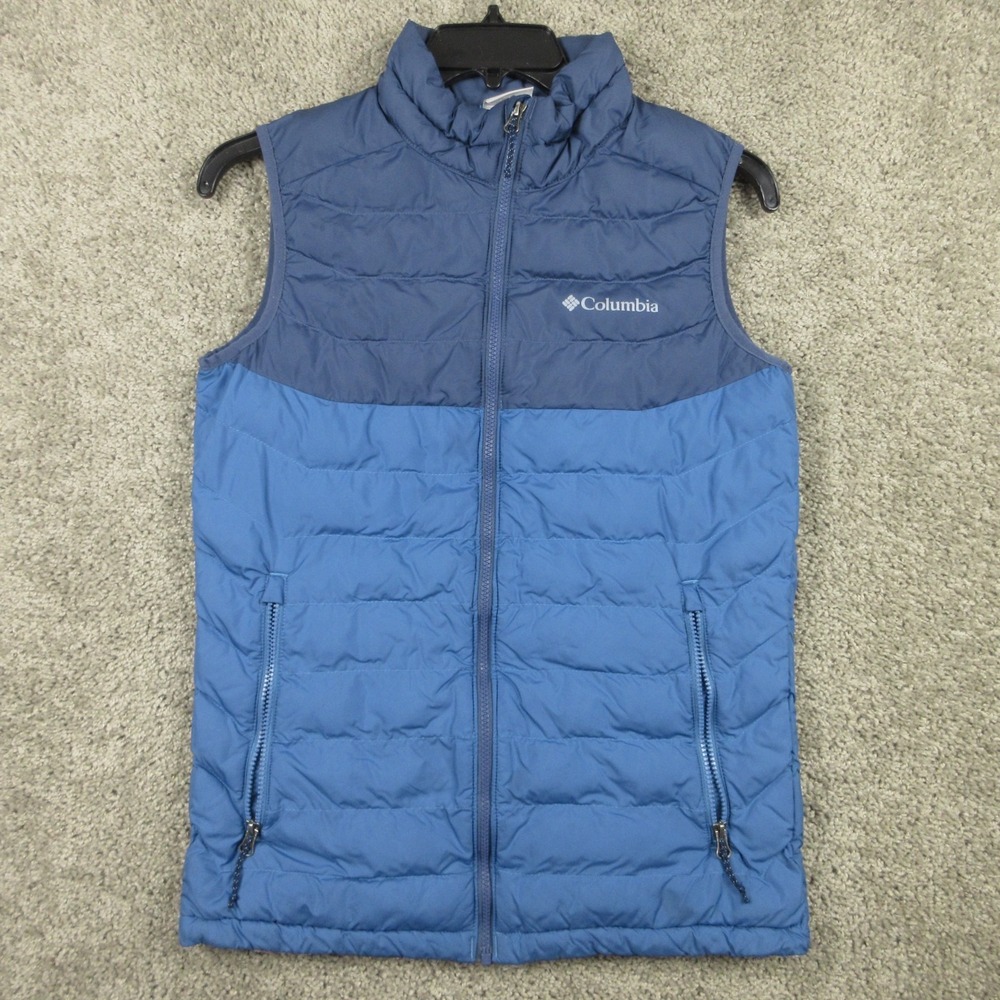 Columbia Vest Mens Small Blue Omni Heat Puffer Jacket Outdoor Mountain Zip